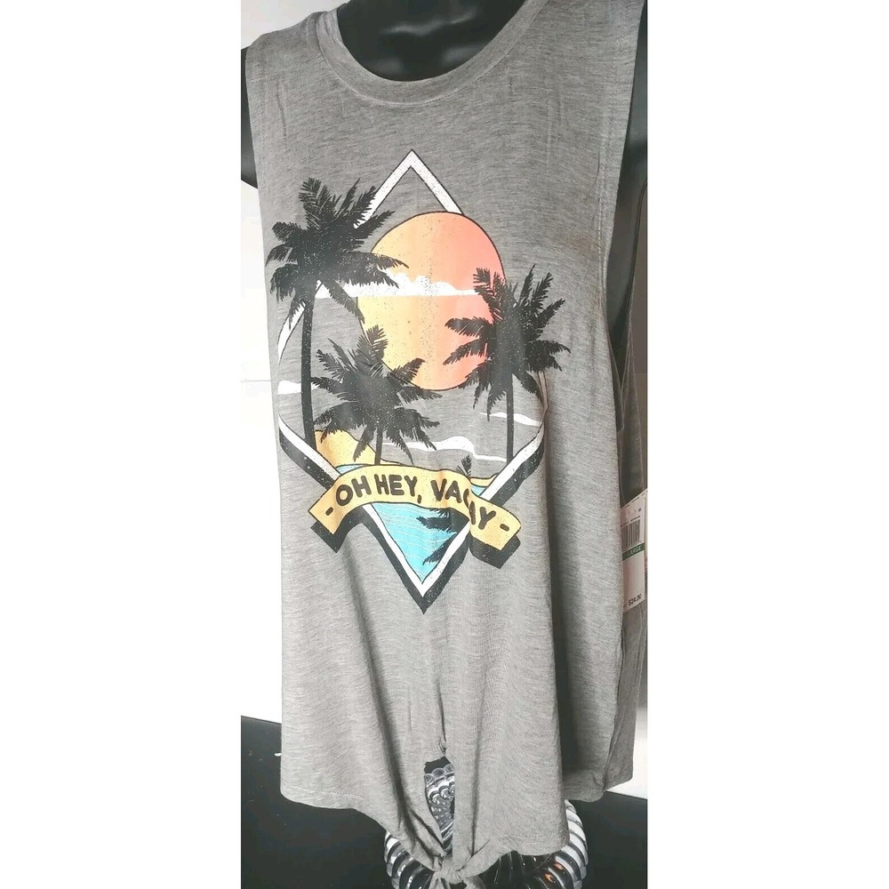 JUNIORS LARGE NWT'S GRAY REBELLIOUS ONE GRAPHIC LONG TUNIC TSHIRT BEACH COVER UP